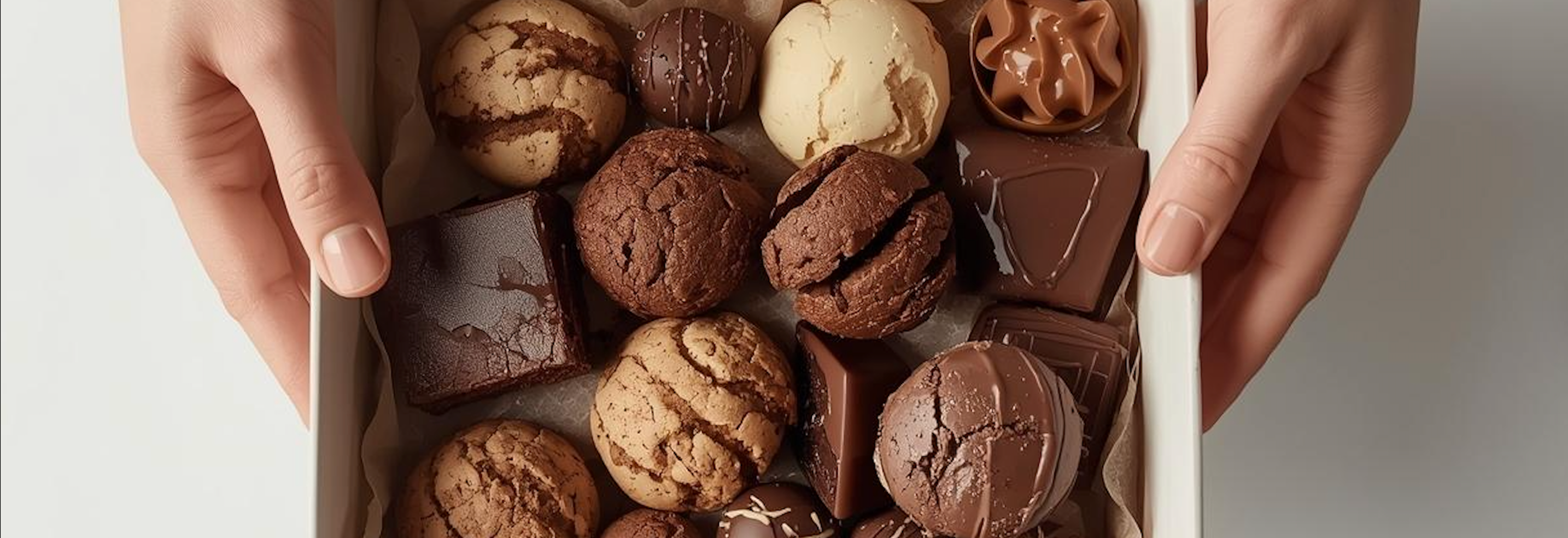 Handmade personalized chocolate gift box with cookies and brownies, delivered across UAE